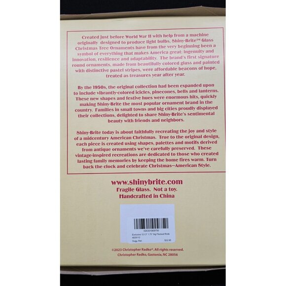 Christopher Radko Shiny Brite 1940s Stenciled Flocked Design Christmas Ornaments - Picture 8 of 8